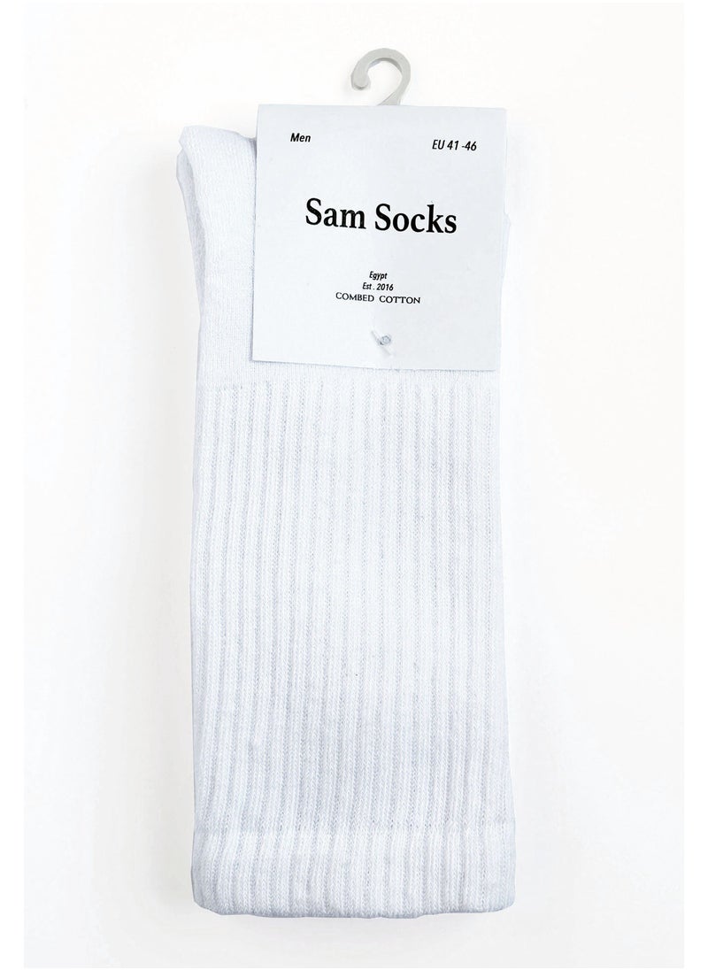 SAM SOCKS - Men Set of 3 Half Terry Sport Socks Plain White - Image 1