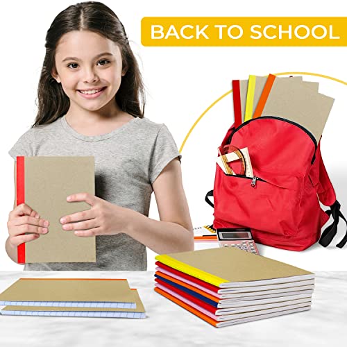 Rosmonde 50 Pack Bulk Kraft Journals, A5, Extra Pages - 120 Pages (60 Sheets), College Ruled, 8 x 5.7, No-Bleed Paper, Bulk Composition Notebooks Lined, Kraft Composition Notebook for School - Image 4