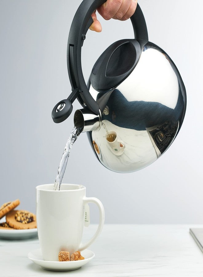 Farberware Stainless Steel Egg-Shaped Whistling Induction Tea Kettle, 2.3-Quart, Silver - Image 2
