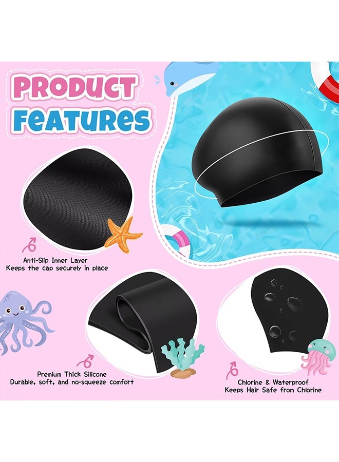 JIAROU 2 Pack Kids Swim Cap for Girls Boys, 2 Size Silicone Swimming Cap for Toddlers Children Teens, Waterproof Swim Hatsfor Long Hair to Keep Hair Dry - Image 3