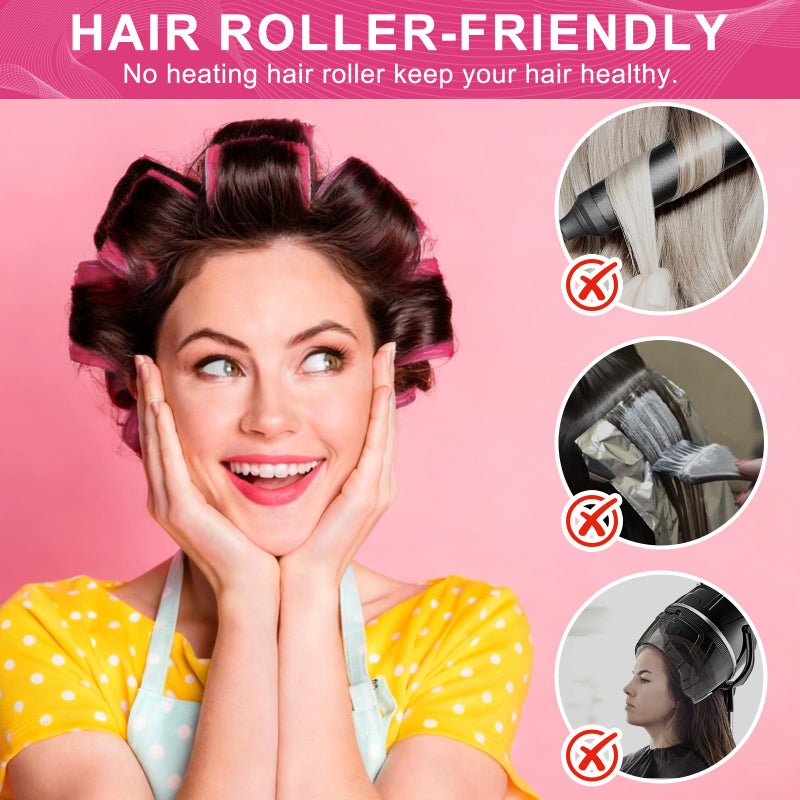 BESSEEK Hair Rollers, 12 Pack Hair Curler Small Hair Rollers for Women, Self Grip Hair Roller with Clips, Rose Red (Medium PLUS) - Image 4
