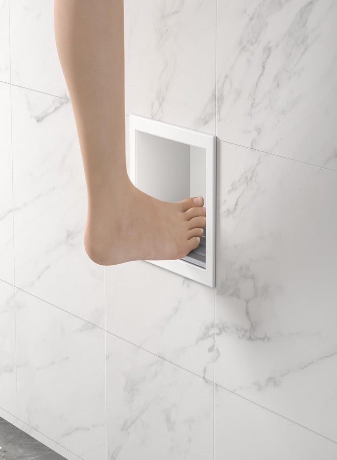 Bernkot Shower Niche, 304 Stainless Steel Wall Niche for Bathroom, Recessed Bathroom Footrest w/Over Mount Installation, No Tile Need (Matte White, 4.8''x6'') - Image 1