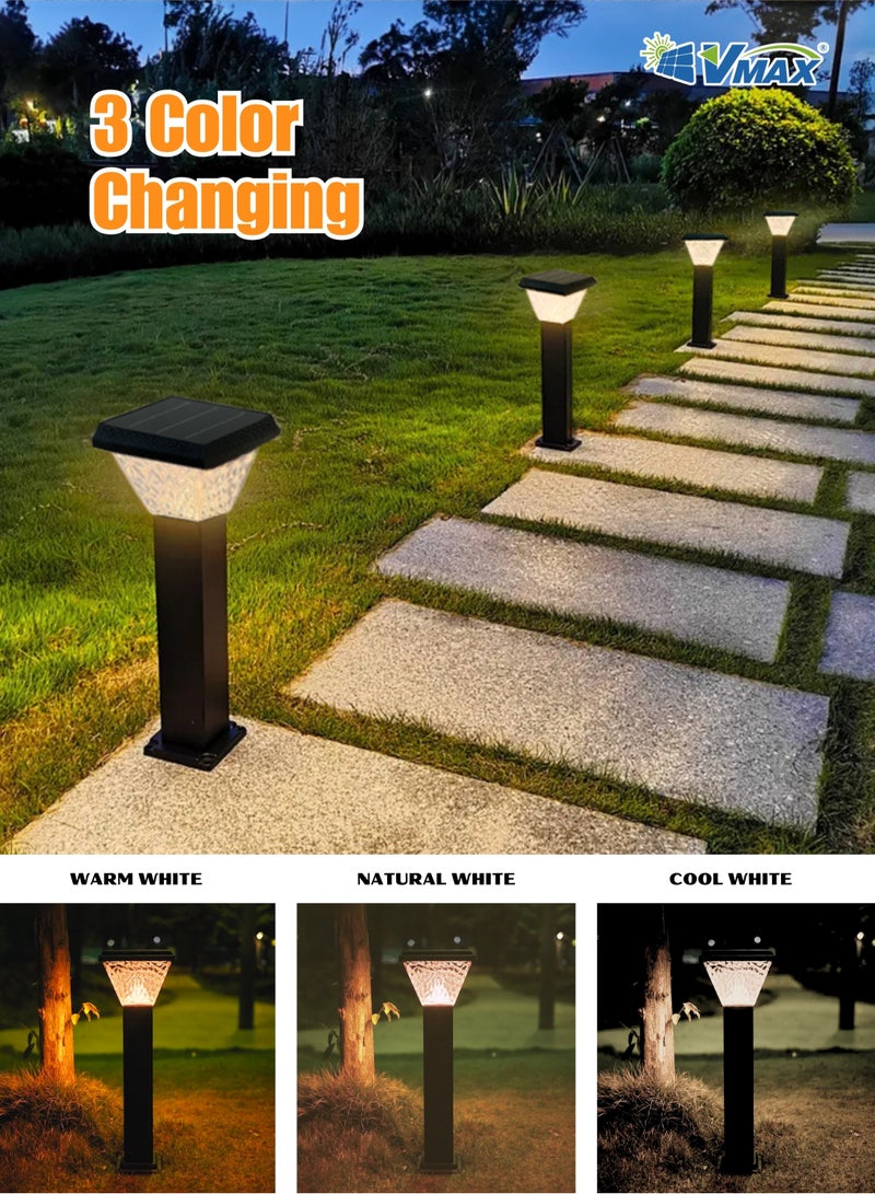 Vmax Solar Garden Post Light-80Cm-Black, Remote-Controlled LED Outdoor Solar Lamp, 3000K(Warm)/4000K(Neutral)/6500K(Cool) White Light, 3 Color Changing, 7500 MAh Battery, For Garden Yard Lawn Patio Pathway - Image 4