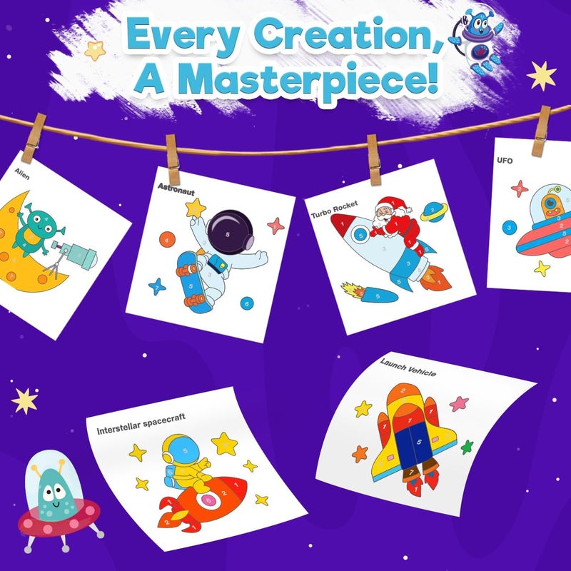 ZMLM Paint with Water Coloring Books for Toddlers - Mess Free Painting Activity for Kids - Arts & Crafts Gift Toy for Boy Girl Ages 4 5 6 7 8 - Birthday Christmas Easter Stocking Stuffers, Space - Image 4