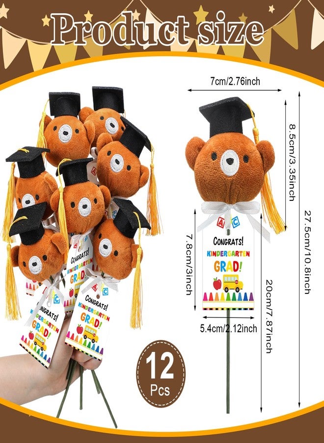 WinnerWhy 12 Sets Kindergarten Graduation Gifts Bear Bouquet with Card Mini Graduation Bears End of The School Gifts for Kids Students 2025 Grad Party Table Decor Keepsake Photo Props Vase Filler - Image 2