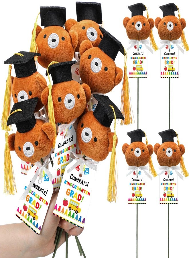 WinnerWhy 12 Sets Kindergarten Graduation Gifts Bear Bouquet with Card Mini Graduation Bears End of The School Gifts for Kids Students 2025 Grad Party Table Decor Keepsake Photo Props Vase Filler - Image 1