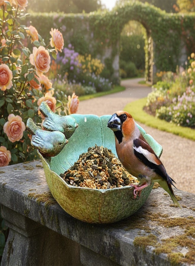 مغذي طيور خزفي، صينية مياه شرب وإطعام للطيور، مغذي طيور مزخرف، مناسب للببغاء، وببغاء الفينيق الوردي، وببغاء الفاوانيا. - Image 2