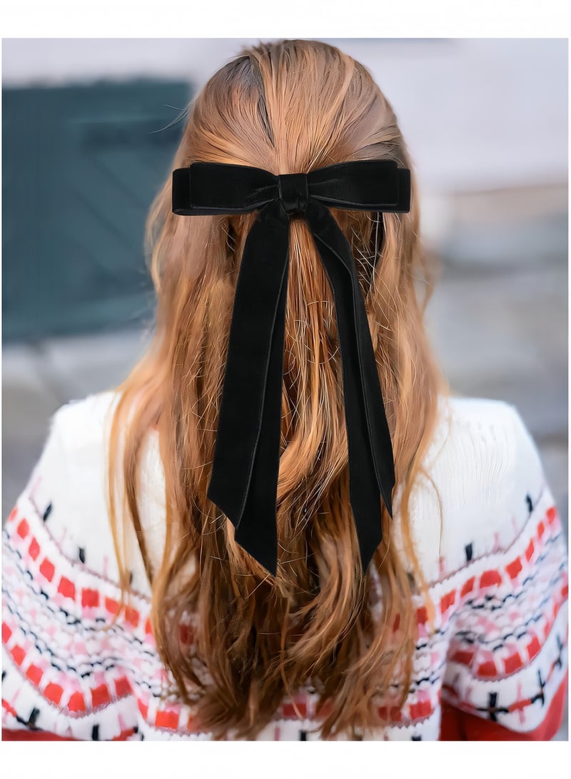 Lesha 3 Pcs Velvet Hair Bows Ribbon Hair Clip Beige Wine Red Black Accessories Ponytail Holder Accessories Slides Metal Clips Hair Bow for Women Girls Toddlers Teens Kids - Image 5