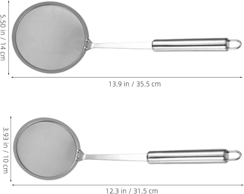 2pcs Kitchen Skimmer Spoon - Filter Grease Foam Fine Mesh Fat Skimmer - Sieve Colander Strainer - Fry Oil Filter for Cooking Sieve Spoon for Food Strainer Kitchen Gadget - Image 4