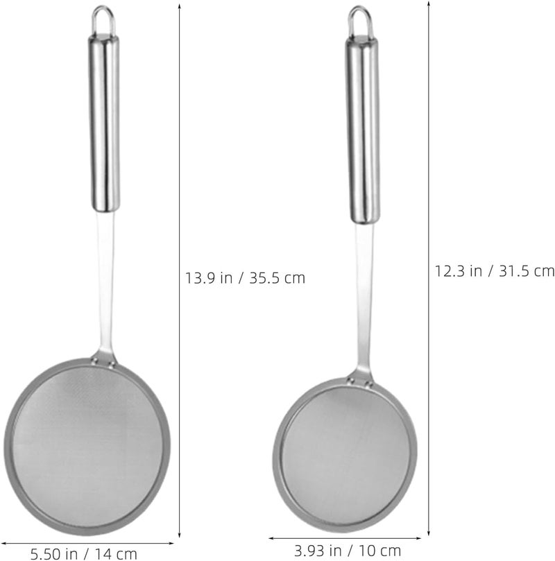 2pcs Kitchen Skimmer Spoon - Filter Grease Foam Fine Mesh Fat Skimmer - Sieve Colander Strainer - Fry Oil Filter for Cooking Sieve Spoon for Food Strainer Kitchen Gadget - Image 2