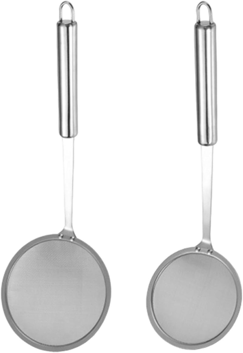 2pcs Kitchen Skimmer Spoon - Filter Grease Foam Fine Mesh Fat Skimmer - Sieve Colander Strainer - Fry Oil Filter for Cooking Sieve Spoon for Food Strainer Kitchen Gadget - Image 1