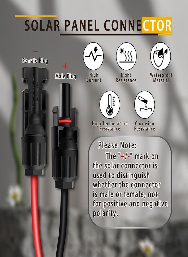 COMeap Solar Panel Cable for Ecoflow Anker SOLIX 12AWG, 10FT/3M Compatible with MC-4 to XT60 Plug Solar Panel Connector Adapter Extension for Portable Power Station Solar Generator RV - Image 3