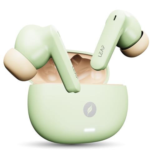 Leaf Buds X334 True Wireless in Ear Earbuds Ai Sound App, 40H Playtime, Quad Mic with Enc, 50Ms Low Latency, Fast Charging(10Min=300Min), 10Mm Driver, Ipx5, Bluetooth V5.4 TWS (Matcha) - Image 1