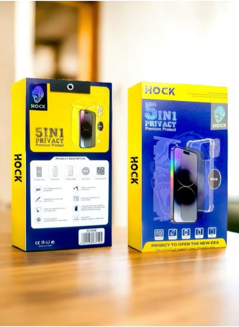Hock - Hock Full Protection Package for Galaxy S22 Plus, The package includes a protective case, an anti-spy screen protector, a camera protector, a back protector, and a magnetic sticker on the back of the phone (5 in 1) - Image 1
