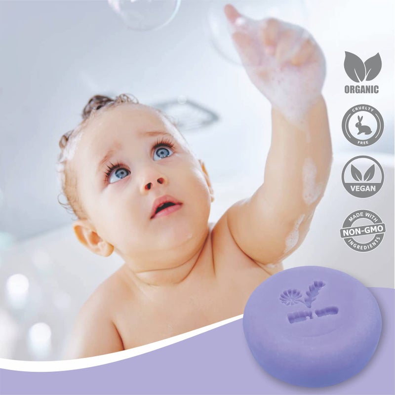 Relaxcation MADE IN USA LAVENDER & CHAMOMILE BABY Soap Bar for KIDS with Lavender Essential Oils, Organic Chamomile Water, and Shea Butter - Naturally Cold Processed in the USA - Image 3