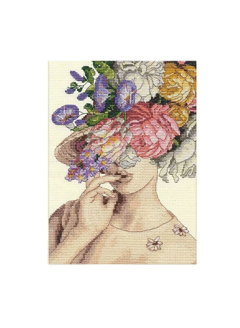 Cross Counted Cross Stitch Kit 5in x 7in Garden Lady - Image 2