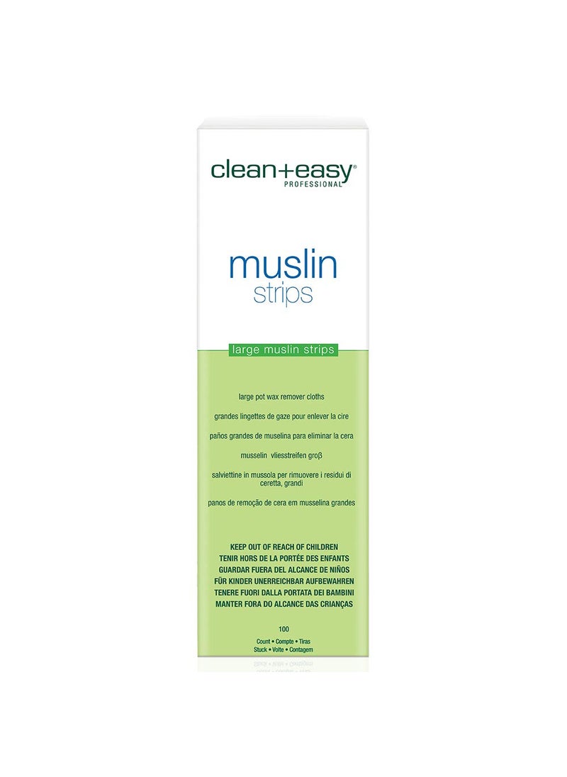 Clean + Easy Clean + Easy Muslin Waxing Strips Large Leg 100 Count 