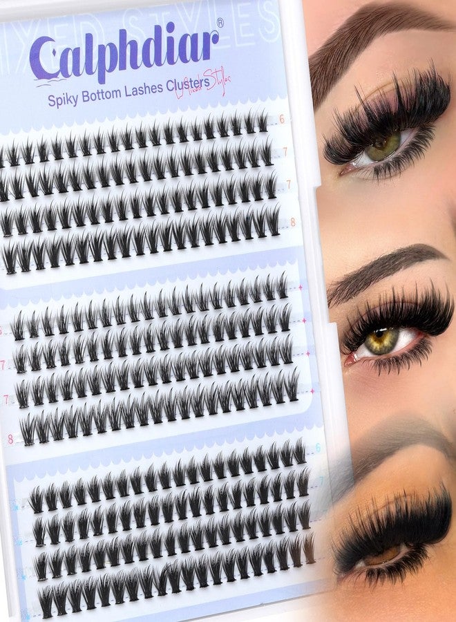 calphdiar Spiky Bottom Lashes Individual Thick Volume Bottom Lash Clusters Manga Lower Eyelash Extensions 6-8MM Wispy Bottom Cluster Lashes 240pcs DIY Bottom Lash Extension at Home by calphdiar - Image 1