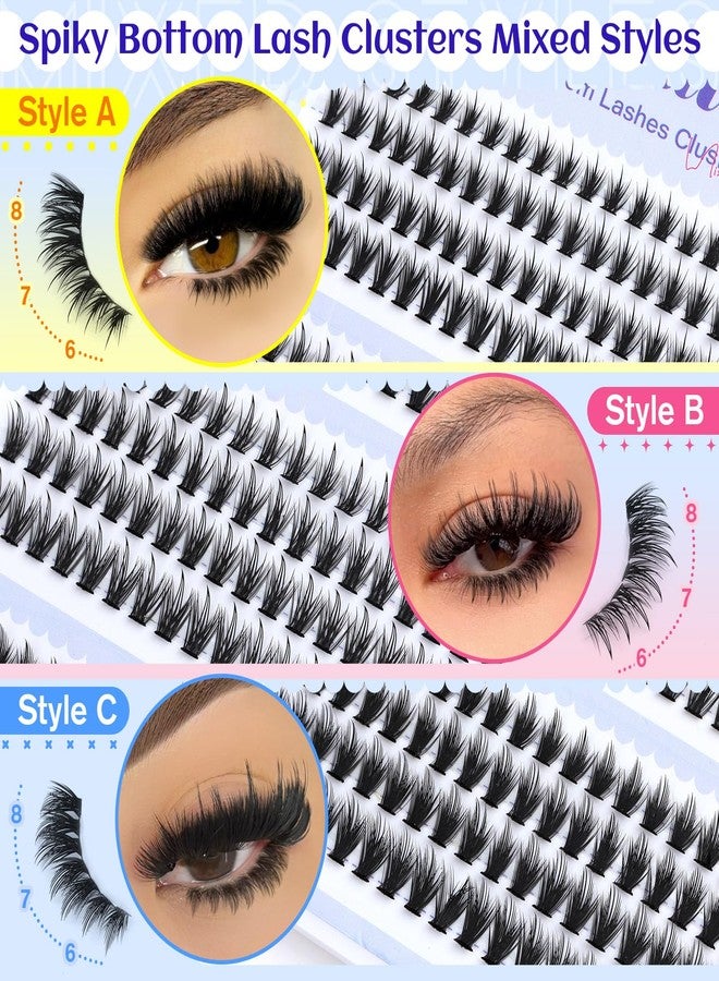 calphdiar Spiky Bottom Lashes Individual Thick Volume Bottom Lash Clusters Manga Lower Eyelash Extensions 6-8MM Wispy Bottom Cluster Lashes 240pcs DIY Bottom Lash Extension at Home by calphdiar - Image 4