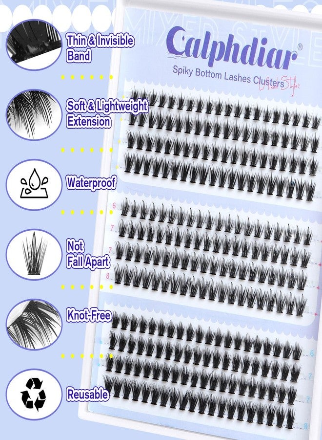 calphdiar Spiky Bottom Lashes Individual Thick Volume Bottom Lash Clusters Manga Lower Eyelash Extensions 6-8MM Wispy Bottom Cluster Lashes 240pcs DIY Bottom Lash Extension at Home by calphdiar - Image 5