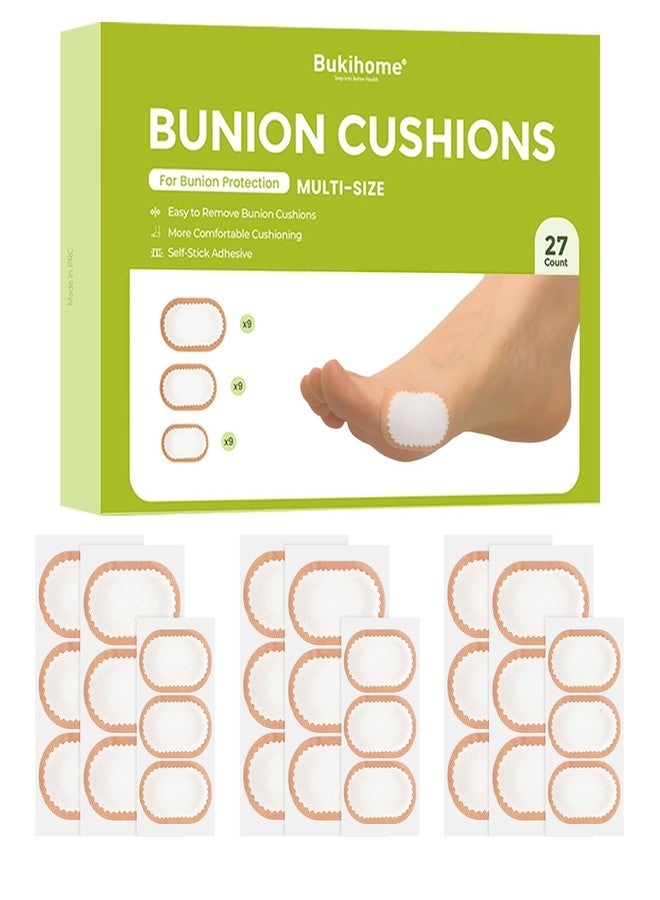 Bukihome Foam Bunion Pads to Wear with Shoes – Soft Bunion Cushion Protector - Breathable Foot Pad for All Day Comfort & Support - Self-Adhesive Bandages for Men and Women (27 Count, Multi-Size - Image 1