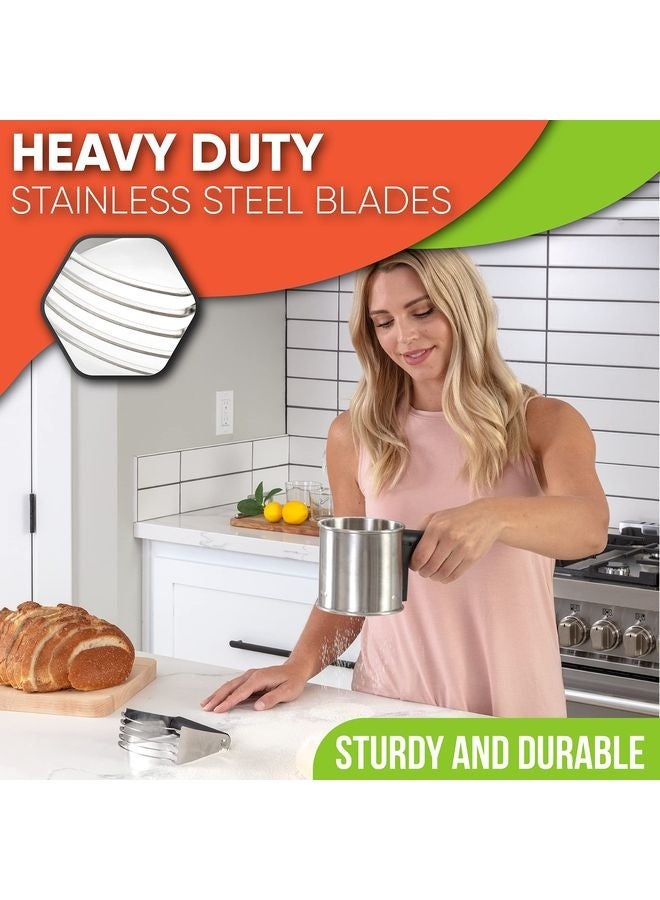 HOMESTAR Dough Blender, Top Professional Pastry Cutter with Heavy Duty Stainless Steel Blades, Medium Size, Black - Image 3