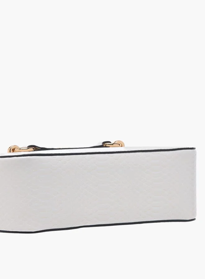 Paprika Women Textured Crossbody Bag with Chain Strap and Zip Closure
