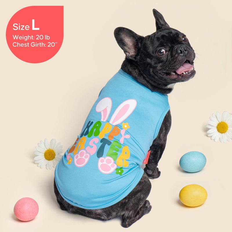 KYEESE 2Pack Easter Dog Shirt, Breathable Tank Top Sleeveless Dog T Shirts for Small Dogs Boy Girl, Lightweight Dogs Clothes Pet Outfit for Holiday, Blue+Bunny, M - Image 4