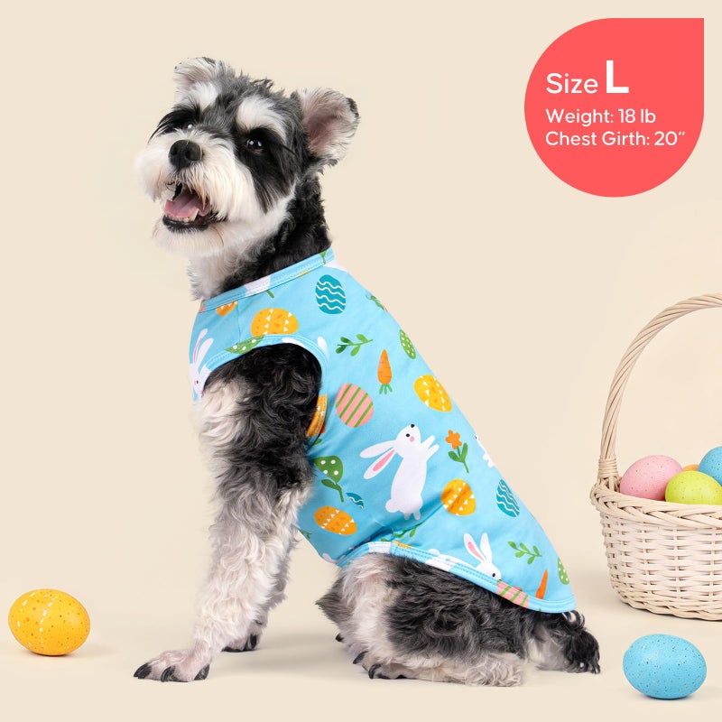 KYEESE 2Pack Easter Dog Shirt, Breathable Tank Top Sleeveless Dog T Shirts for Small Dogs Boy Girl, Lightweight Dogs Clothes Pet Outfit for Holiday, Blue+Bunny, M - Image 5