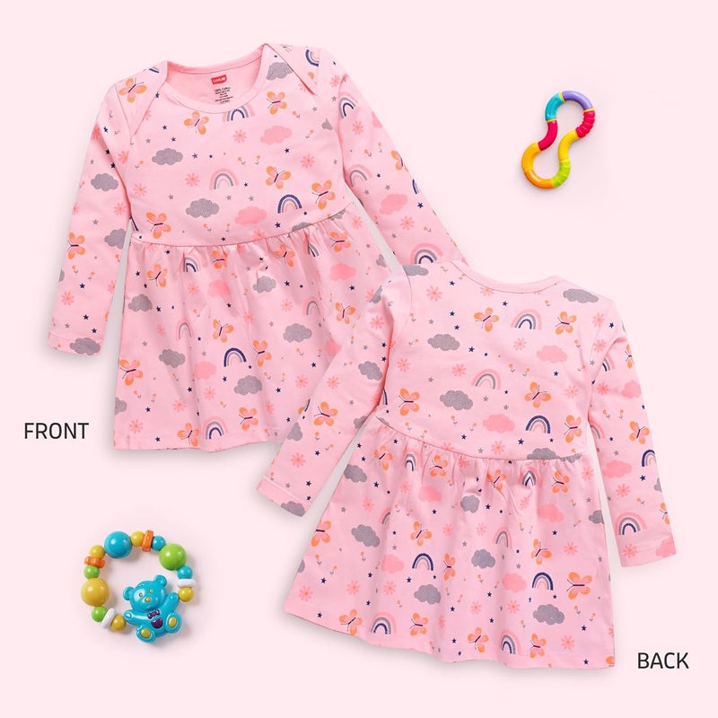 LuvLap Baby Girls 100% Cotton Full Sleeve Frock Pack of 3 - Multicolour, 18 to 24 Months - Image 2