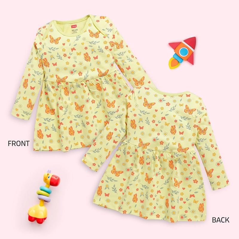 LuvLap Baby Girls 100% Cotton Full Sleeve Frock Pack of 3 - Multicolour, 18 to 24 Months - Image 3