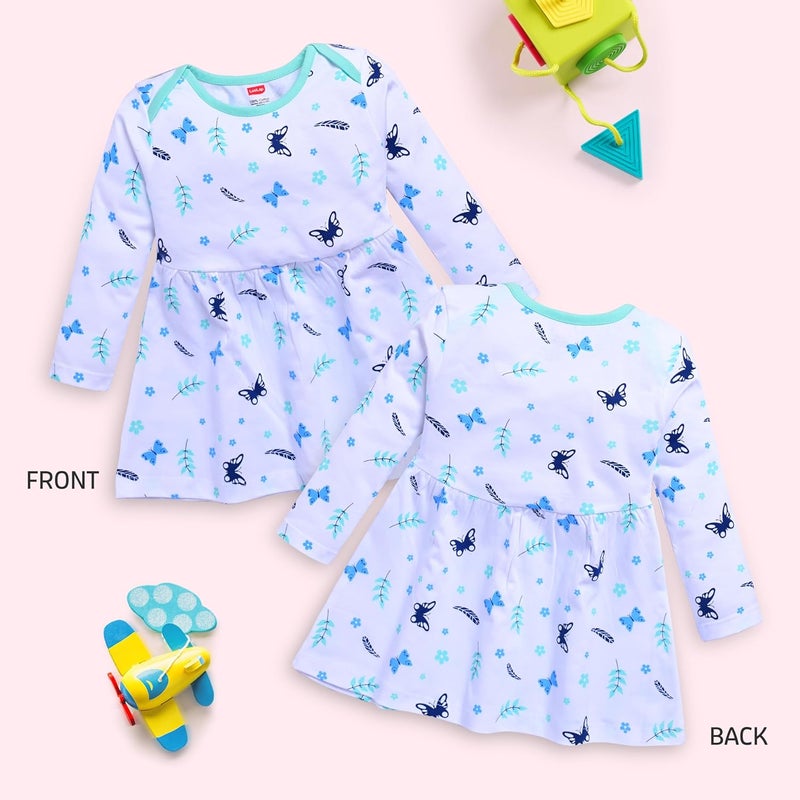 LuvLap Baby Girls 100% Cotton Full Sleeve Frock Pack of 3 - Multicolour, 18 to 24 Months - Image 4