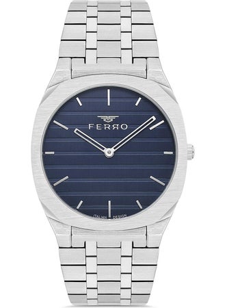FERRO FM43004A-5 Men's Wristwatch Silver Blue Color New Season + Bracelet Gift  - Image 1