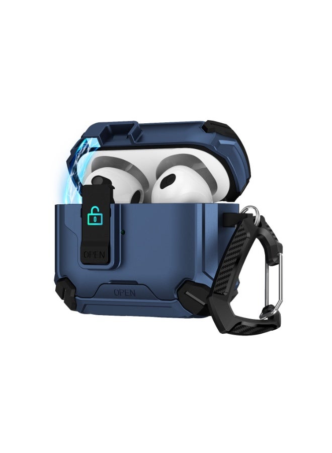 Compatible with  AirPods 4 4th Generation Case Cover, Compatible with, Magnetic Automatic Lock, Charging Port Dust-Proof & Stand Design with Cleaning Kit for  AirPods 4 Case  (Black /Blue)