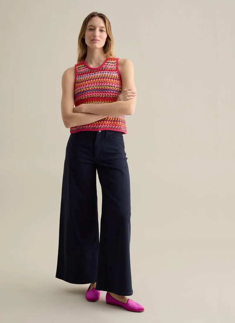 او في اس Crochet Tank Top In Multicoloured Knit