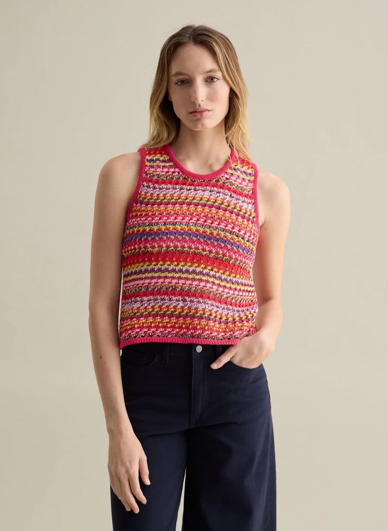 او في اس Crochet Tank Top In Multicoloured Knit
