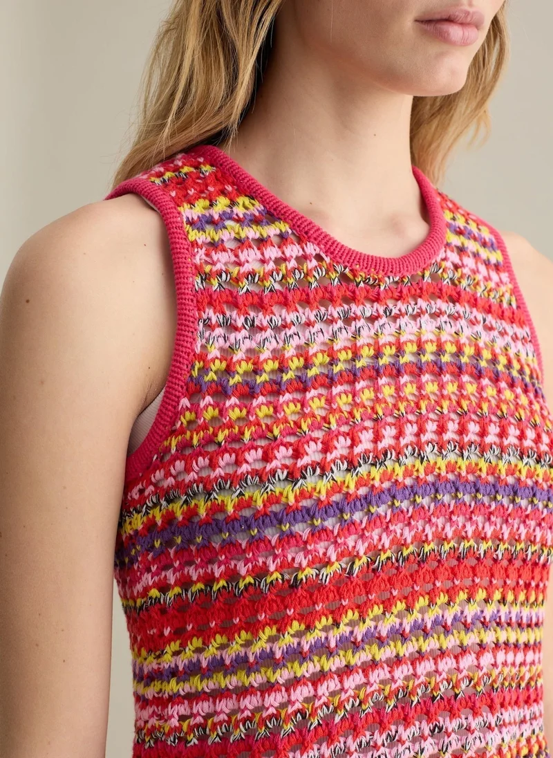 Ovs Crochet Tank Top In Multicoloured Knit