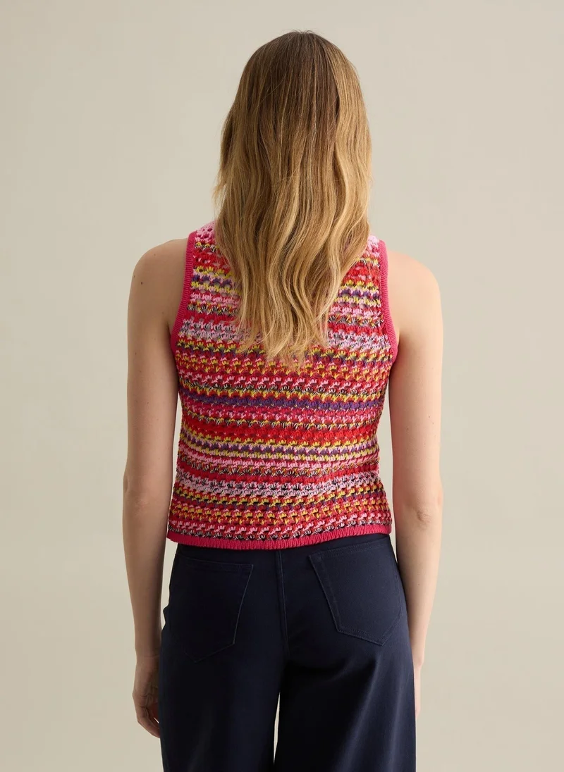 Ovs Crochet Tank Top In Multicoloured Knit