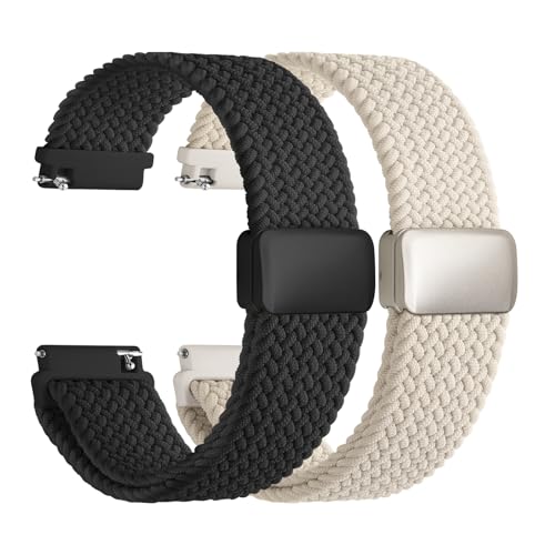 Fullmosa Magnetic Nylon Watch Bands 20mm Quick Release Watch Strap Compatible with Garmin Vivoactive 65 Venu Sq Forerunner 16555 Samsung Galaxy Watch 7654 4044mm for Men Women StarlightBlack - Image 1
