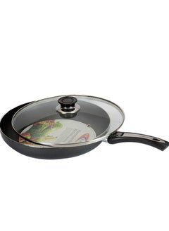 KAWASHI Aluminium Non-stick Opera Frypan With Glass Lid Black 32CM  - Image 1