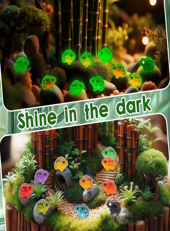 BENOSPACE Resin Luminous Frogs, 50Pcs Mini Luminous Frog Figurines Tiny Cute Animal Ornament Glow in The Dark Frog Statues for DIY Cake Topper Decor Micro Landscape Fairy Garden Craft Decor - Image 4