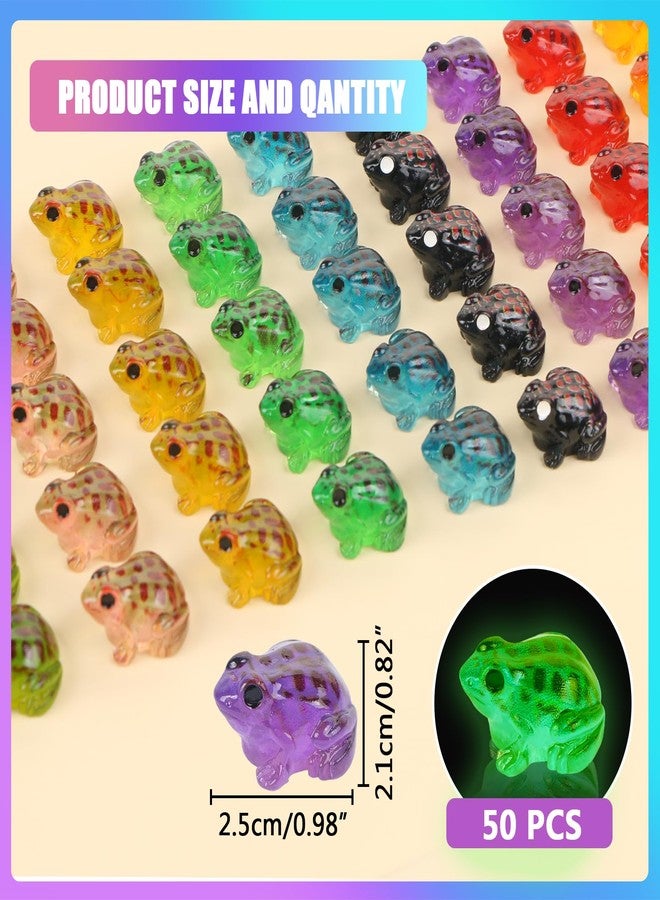 BENOSPACE Resin Luminous Frogs, 50Pcs Mini Luminous Frog Figurines Tiny Cute Animal Ornament Glow in The Dark Frog Statues for DIY Cake Topper Decor Micro Landscape Fairy Garden Craft Decor - Image 2