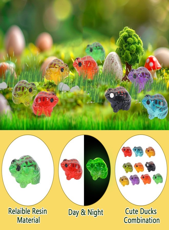 BENOSPACE Resin Luminous Frogs, 50Pcs Mini Luminous Frog Figurines Tiny Cute Animal Ornament Glow in The Dark Frog Statues for DIY Cake Topper Decor Micro Landscape Fairy Garden Craft Decor - Image 3