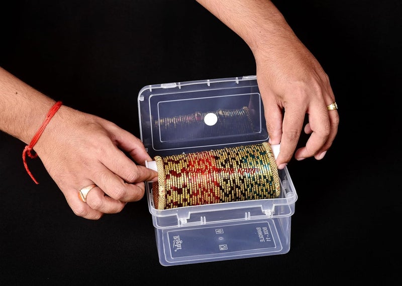Ewings Plastic adjustable Rod Bangle Box Chudi Set Organizer Jewellery Storage Display Box for Bangles Chudi Bracelet Wrist Watch Hair Bands Scrunchies Accessories, Transparent (Pack of 2) - Image 4