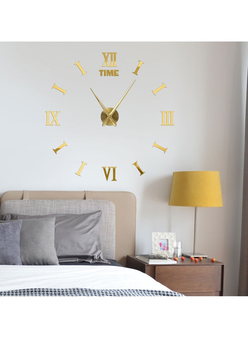 3D Wall Clock With Mirror Frameless Wall Clock Stickers DIY Wall Decoration Acrylic Number Wall Clock Home Decor Gold  - Image 3