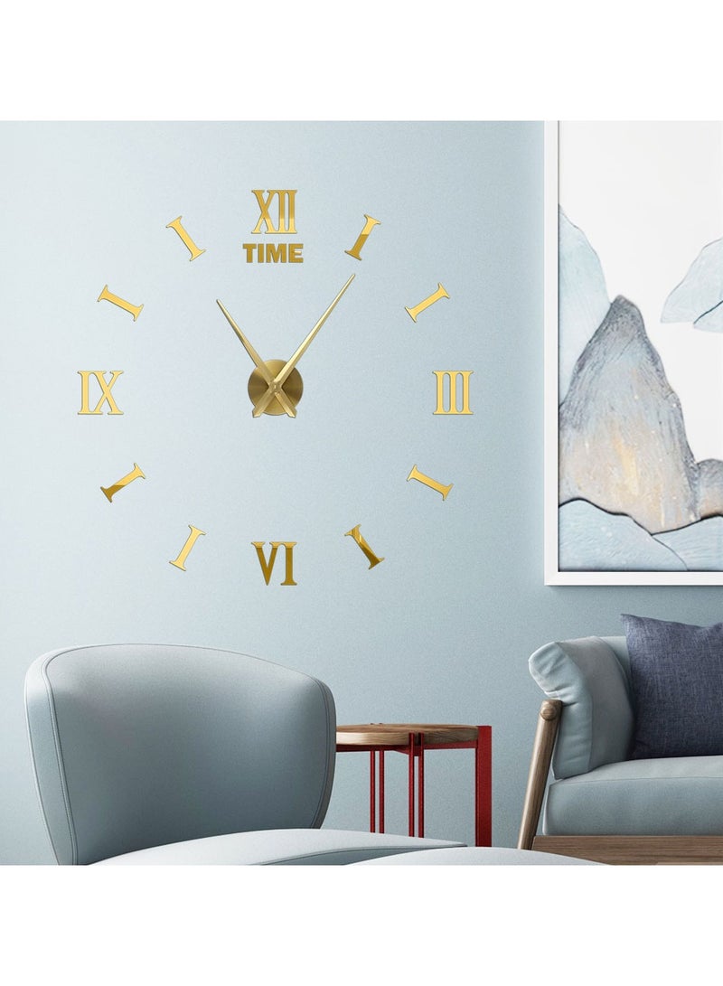 3D Wall Clock With Mirror Frameless Wall Clock Stickers DIY Wall Decoration Acrylic Number Wall Clock Home Decor Gold  - Image 2