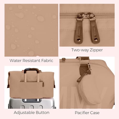 Dravina Diaper Bag for Moms, 5-Piece Set with Changing Pad, Pacifier Holder, 2 Storage Pouches & Luggage Sleeve, Stylish Maternity Backpack for Travel, Baby Essentials Organizer (Khakhi) - Image 5