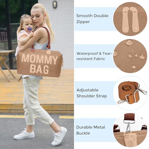 Dravina Diaper Bag for Moms, 5-Piece Set with Changing Pad, Pacifier Holder, 2 Storage Pouches & Luggage Sleeve, Stylish Maternity Backpack for Travel, Baby Essentials Organizer (Khakhi) - Image 4