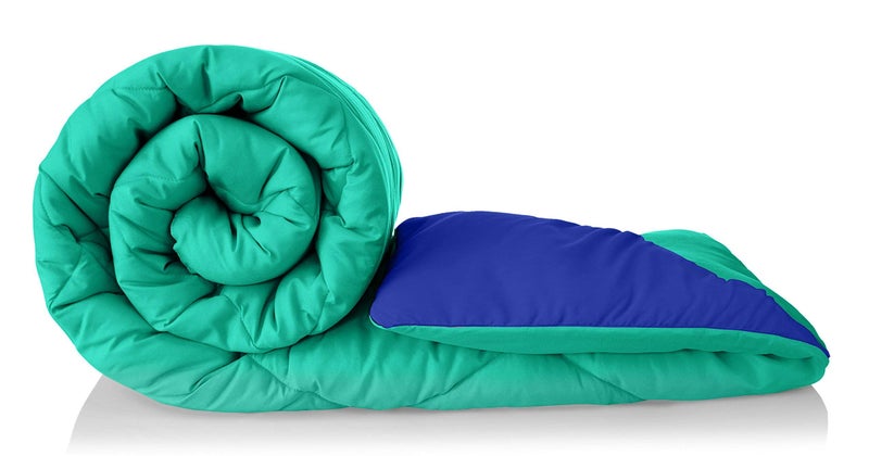 SHOPINGTRADE - Cotton Reversible Comforter, Double Bed ( Daek Green & Blue, 200 GSM) - Image 1