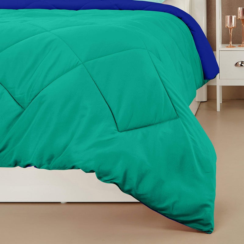 SHOPINGTRADE - Cotton Reversible Comforter, Double Bed ( Daek Green & Blue, 200 GSM) - Image 3